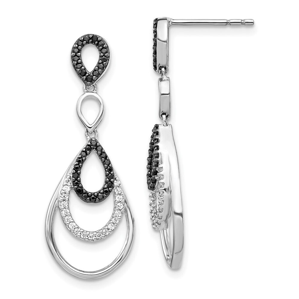 14k White Gold Black and White Diamond Drop & Dangle Earrings