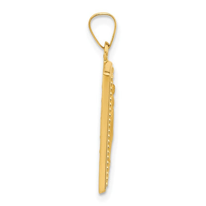 14k Yellow Gold Rectangular Hollow Miraculous Medal