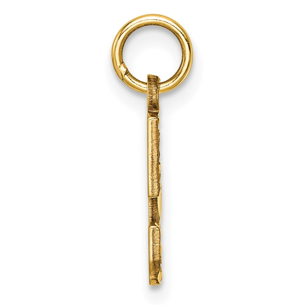 14k Yellow Gold Small Brushed Diamond-cut Number 5 Charm