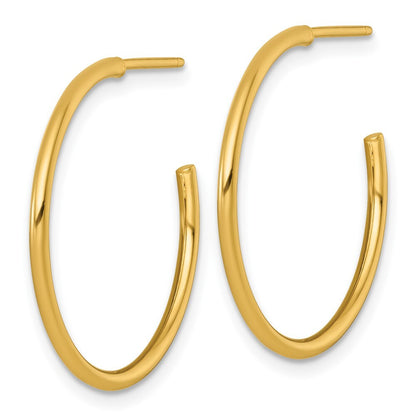 14k Yellow Gold Polished 1.5 x 25mm Solid C-Hoop Earrings Gift for Women