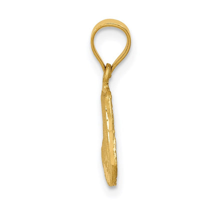 14k Yellow Gold Satin Diamond-Cut Mary Pendant
