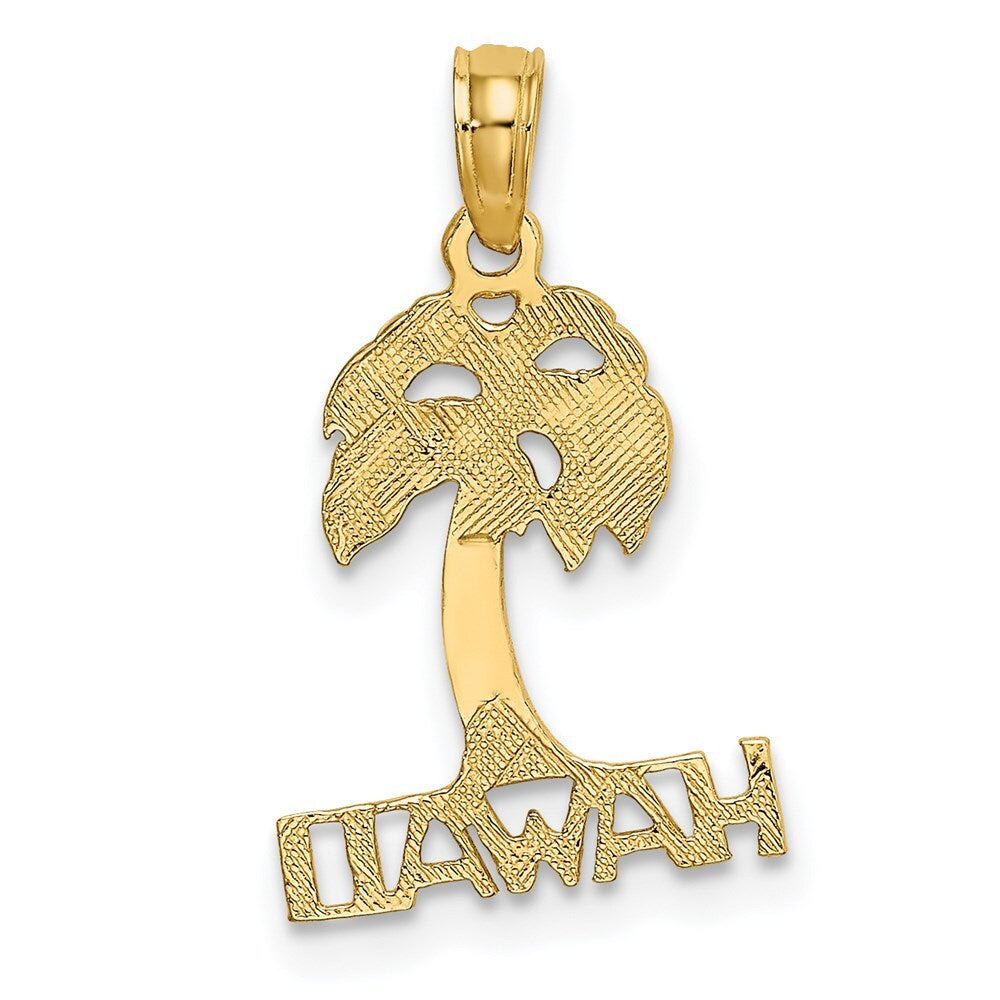 14k Yellow Gold HAWAII Palm Tree Charm Pendant for Women