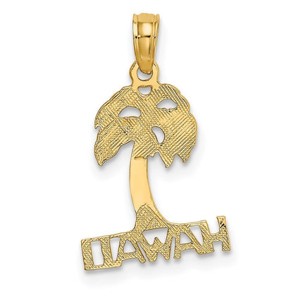 14k Yellow Gold HAWAII Palm Tree Charm Pendant for Women
