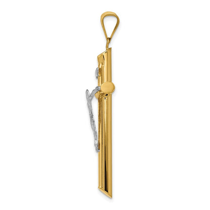 14k Two-Tone Gold Polished Crucifix Pendant