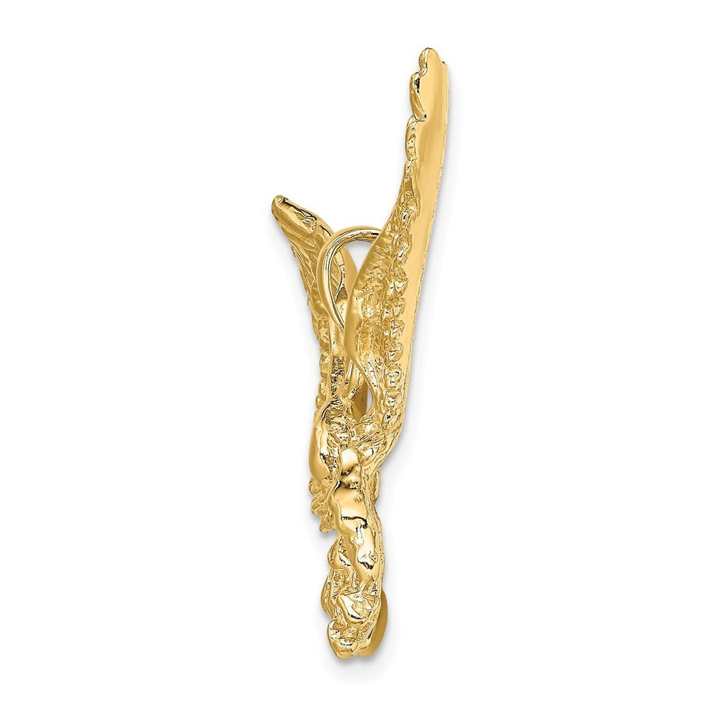 14k Yellow Gold Eagle w Beak Touching Claws Charm