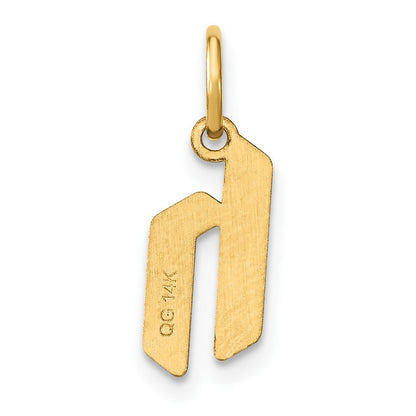 14k Yellow Gold Lowercase Letter H Initial Pendant for Women