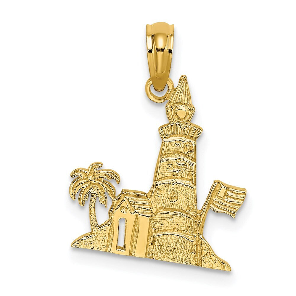 14k Yellow Gold Lighthouse Charm Pendant for Women