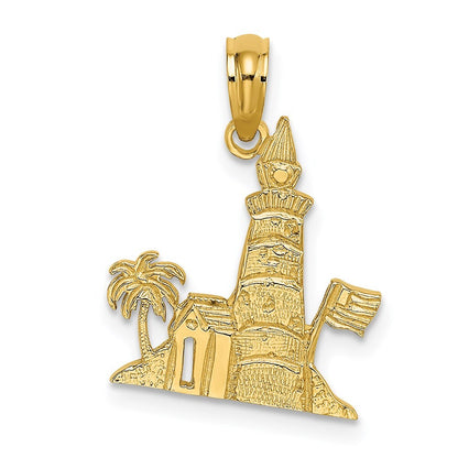 14k Yellow Gold Lighthouse Charm Pendant for Women