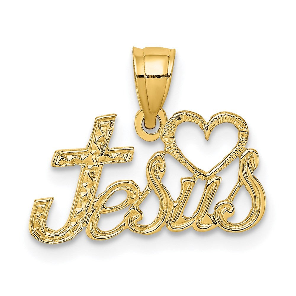 14k Yellow Gold LOVE JESUS Script Charm