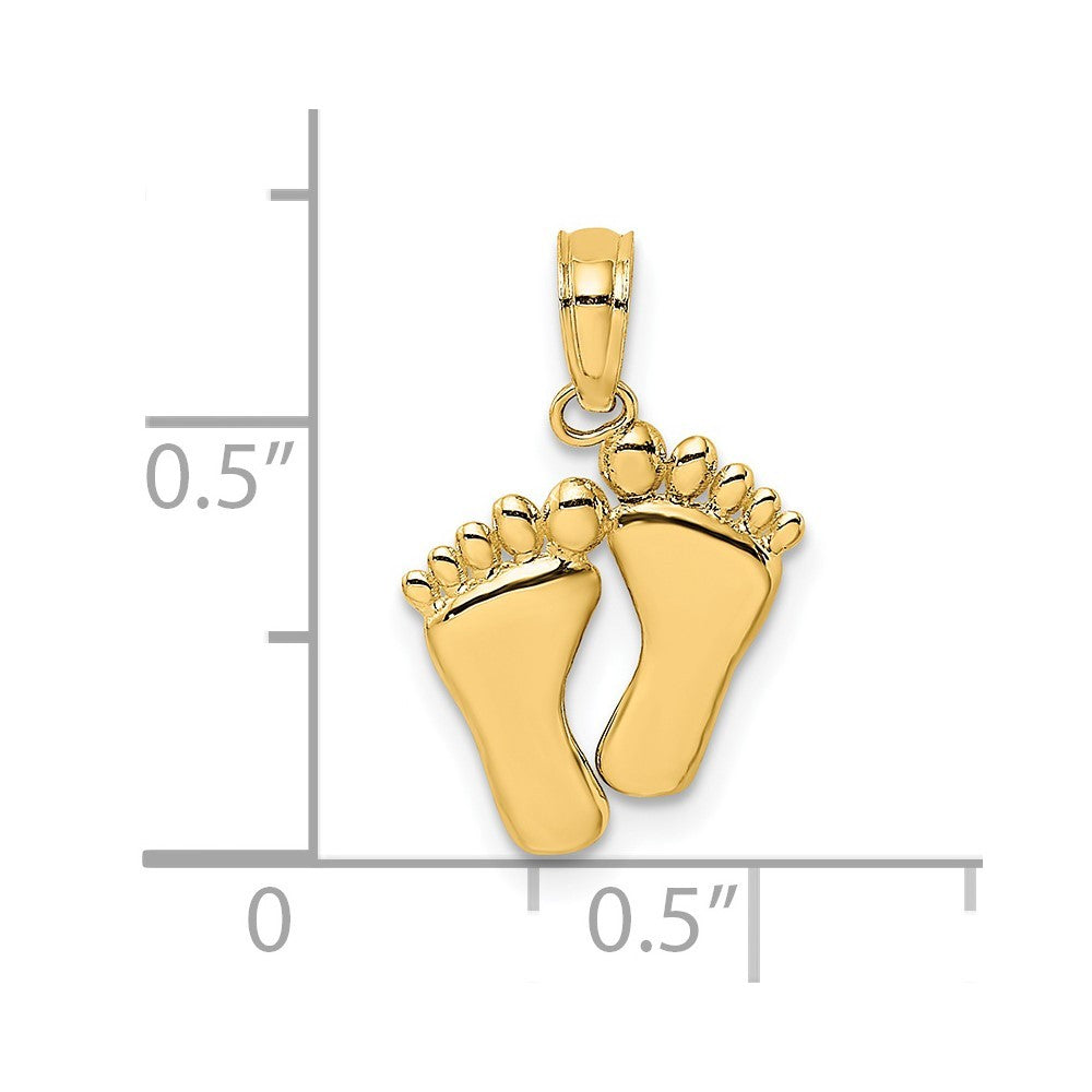 14k Yellow Gold Double Feet Hang Ten Style Charm