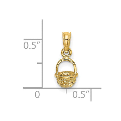 14k Yellow Gold 3-D Mini Basket Charm