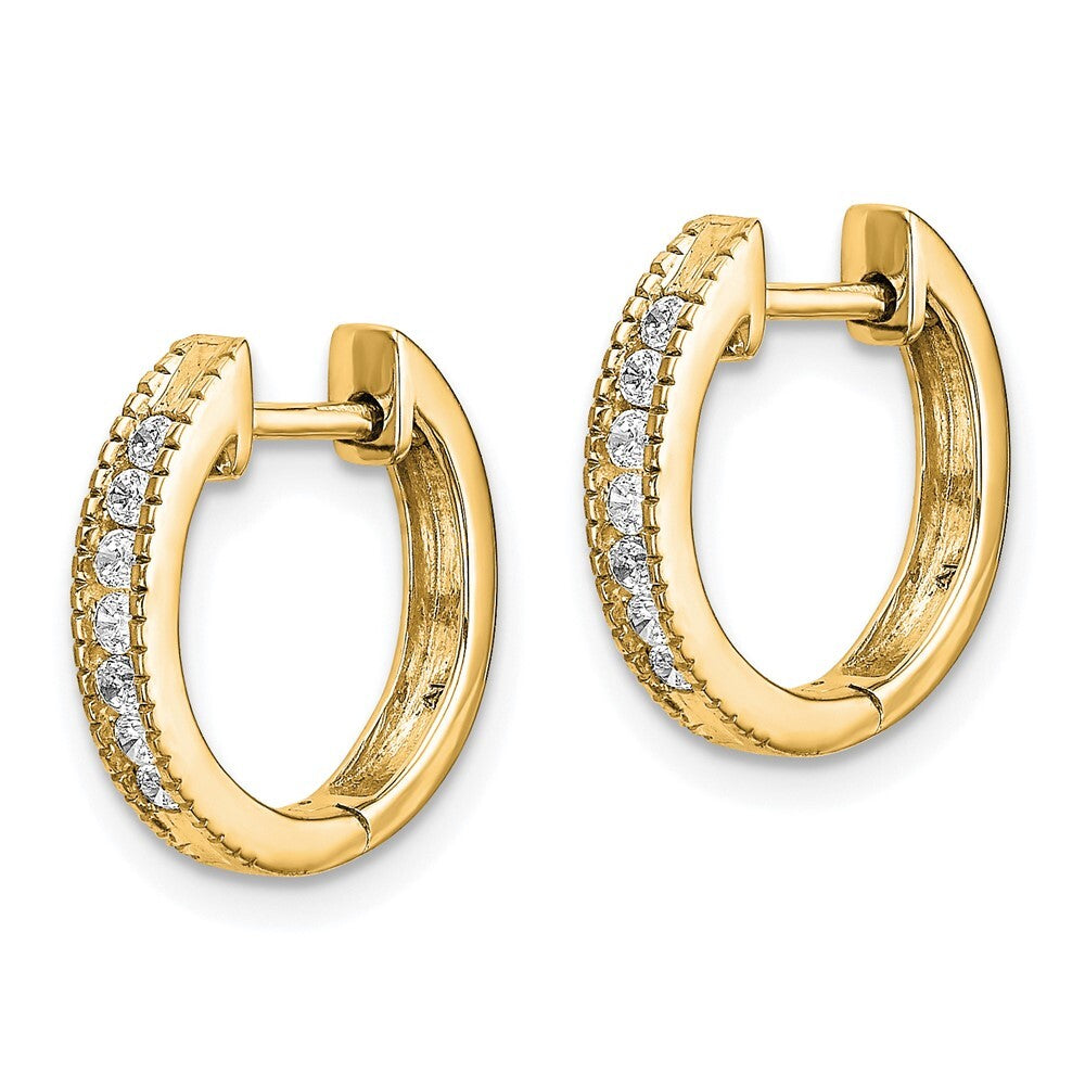 14k Yellow Gold Diamond Hinged Hoop Earrings