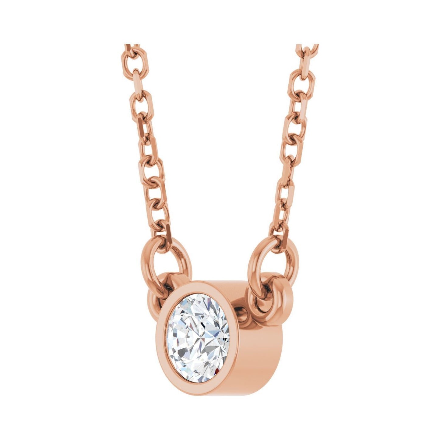 14k Rose Gold 1/6 CT Natural Diamond Solitaire Pendant Necklace 18"