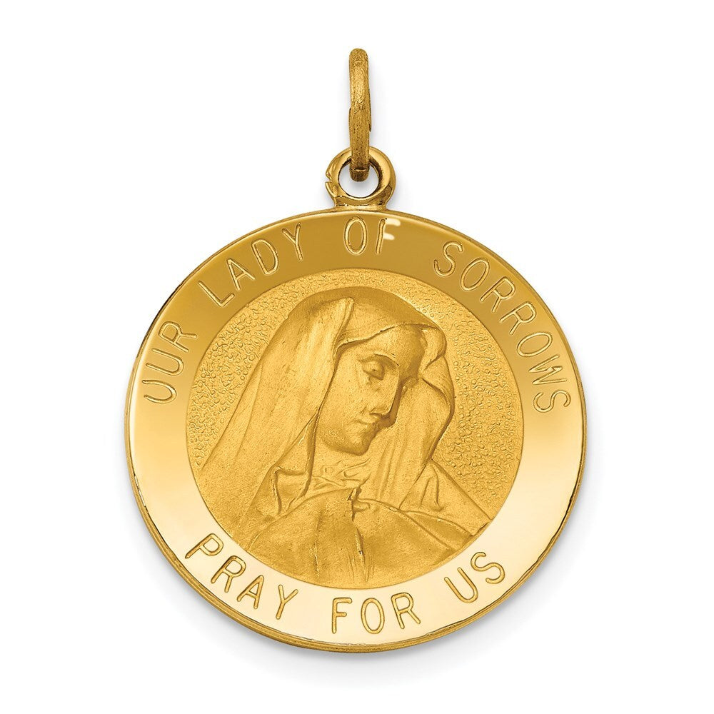 14k Yellow Gold Our Lady of Sorrows Medal Pendant for Women