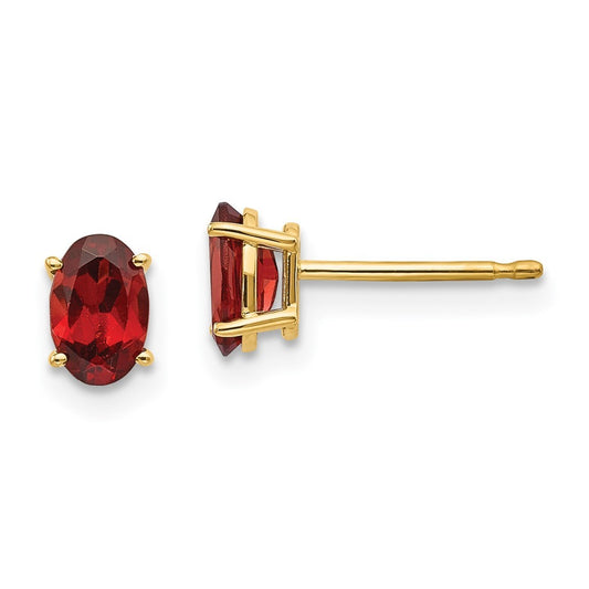 14k Yellow Gold Garnet Earrings - January