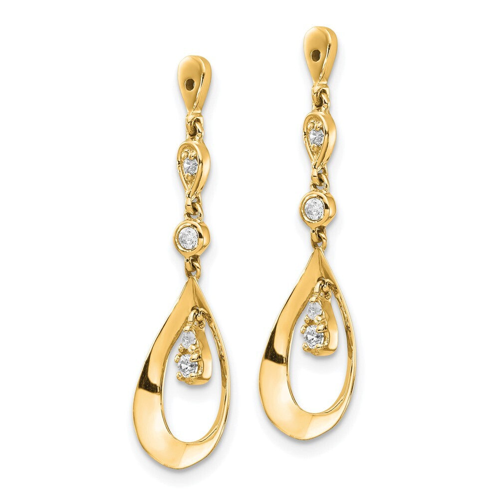 14k Yellow Gold Teardrop Dangle Diamond Earring Jackets