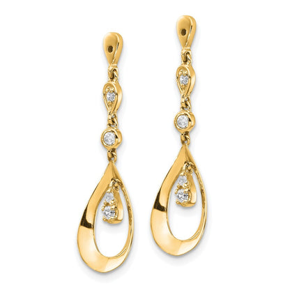 14k Yellow Gold Teardrop Dangle Diamond Earring Jackets