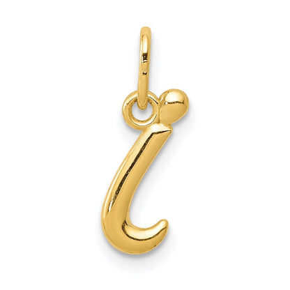 14k Yellow Gold Letter I Initial Charm Pendant for Women