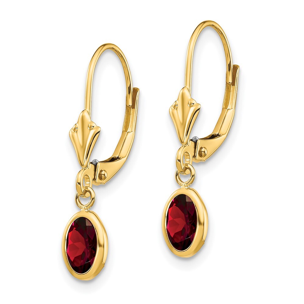 14k Yellow Gold 6x4mm Garnet/January Stud Earrings Gift for Women