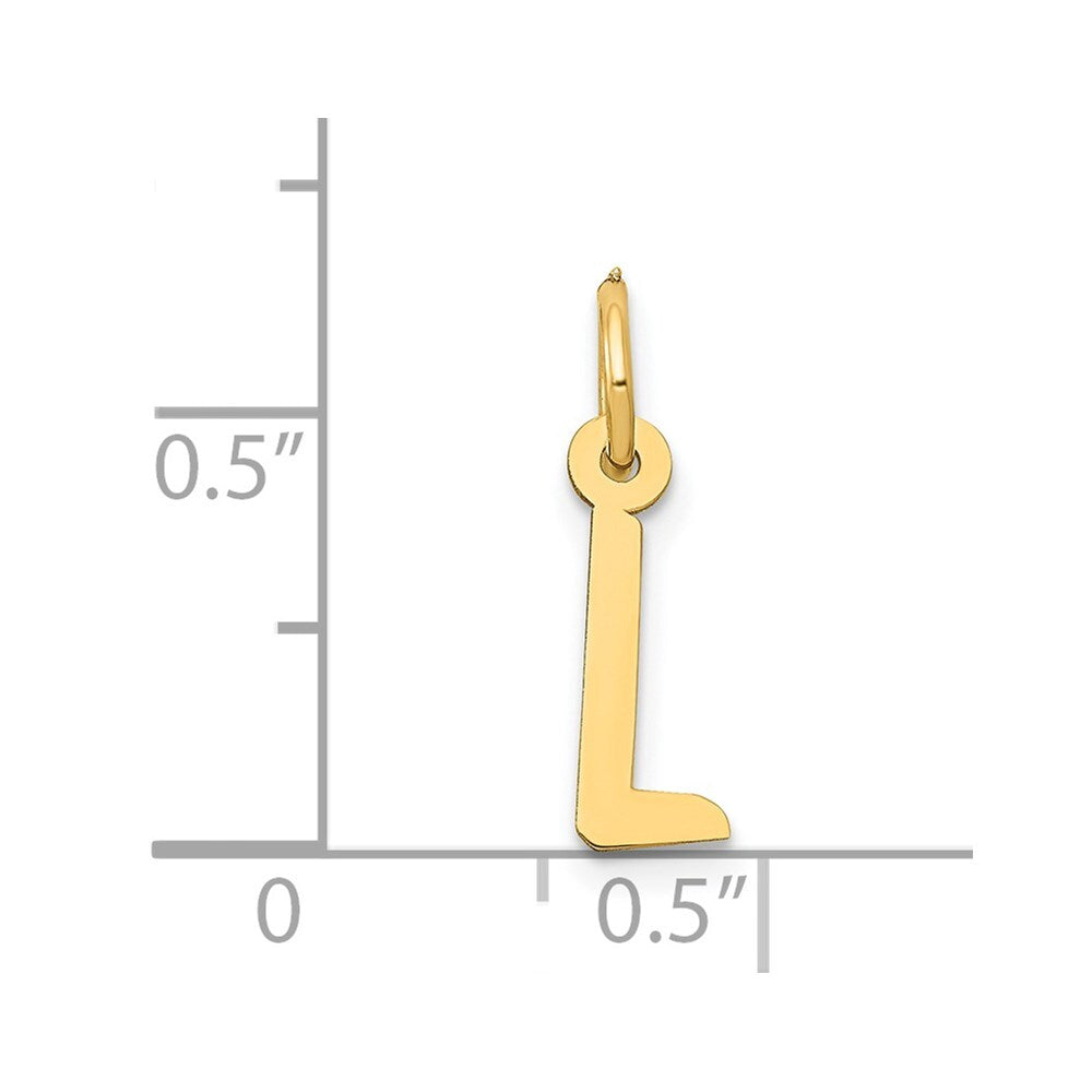14k Yellow Gold Small Slanted Block Letter L Initial Charm Pendant for Women