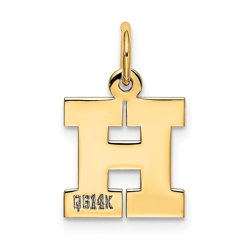 14k Yellow Gold Small Block Letter H Initial Charm Pendant for Women