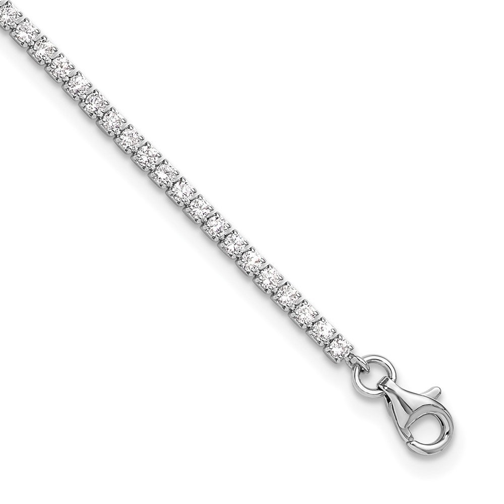 Sterling Silver Rhodium-plated 2mm CZ 10" Anklet