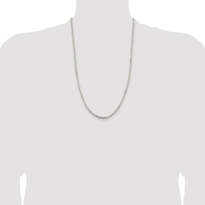 Sterling Silver Rhodium-plated 3.25mm Beveled Oval Cable Chain
