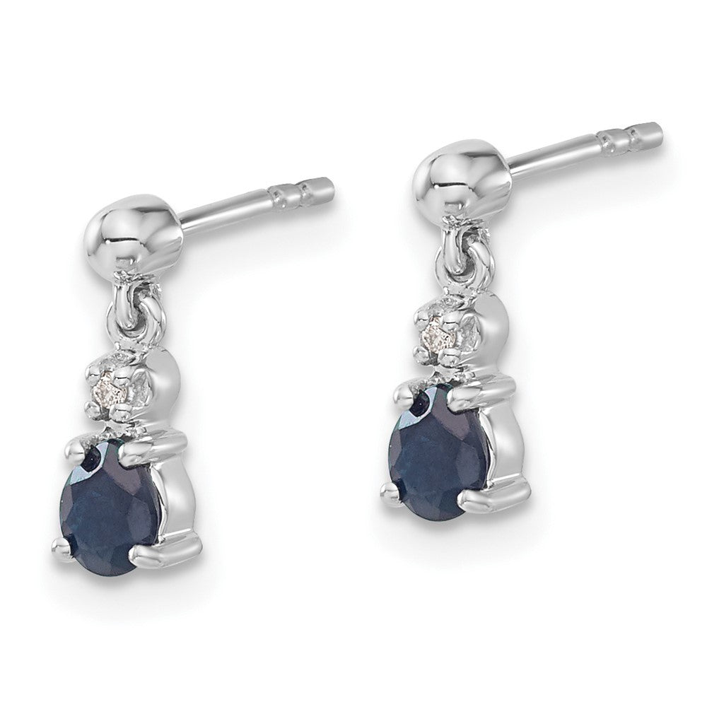 14k White Gold Blue Sapphire and Diamond Dangle Earrings