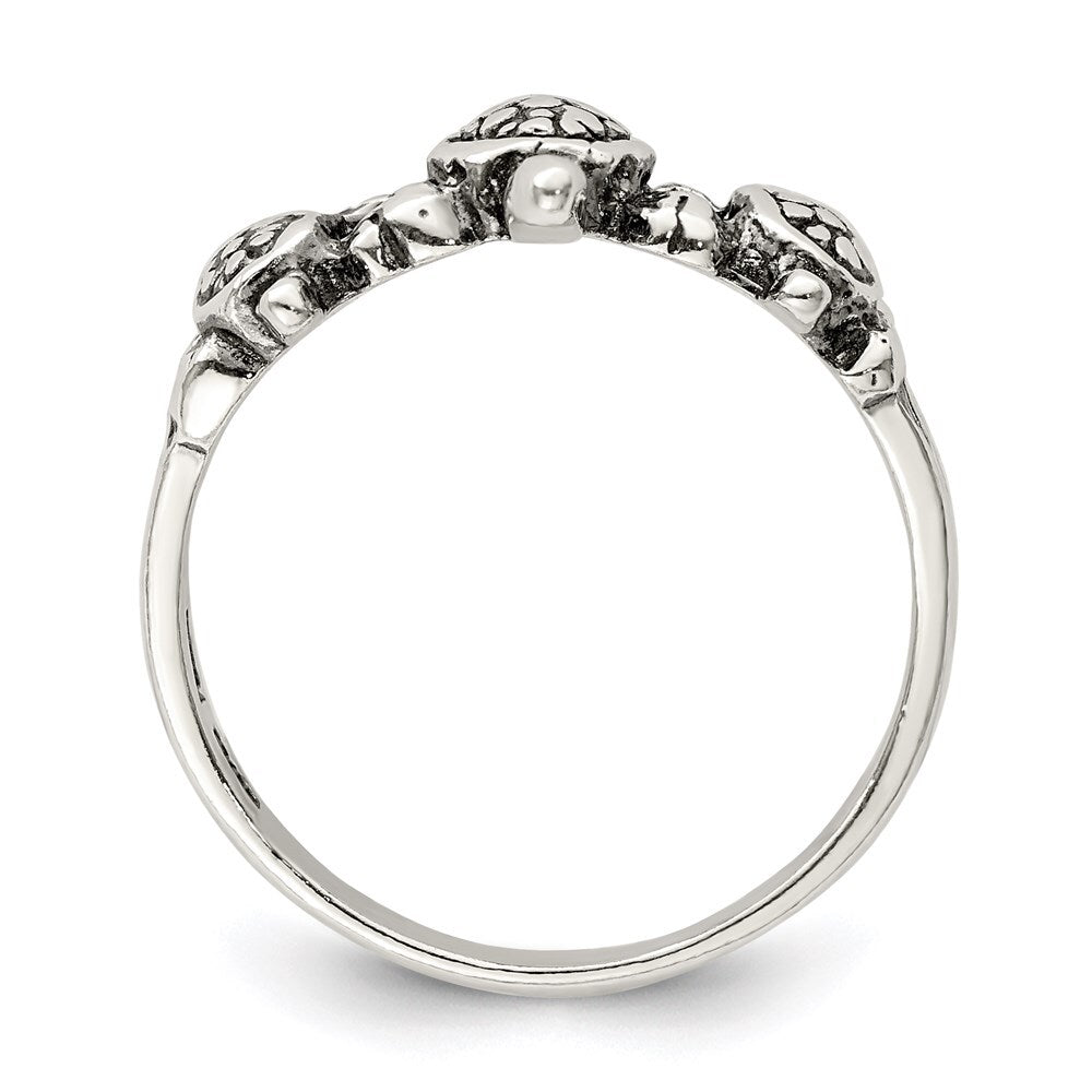 Sterling Silver Antiqued Turtle Ring Size 6