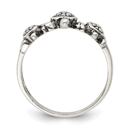 Sterling Silver Antiqued Turtle Ring Size 6