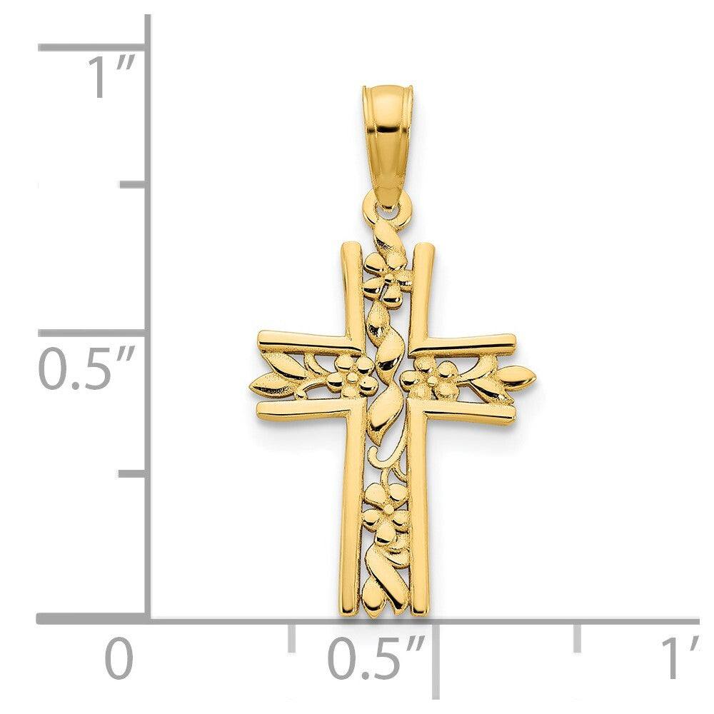 14k Yellow Gold Fancy Cross Pendant for Women