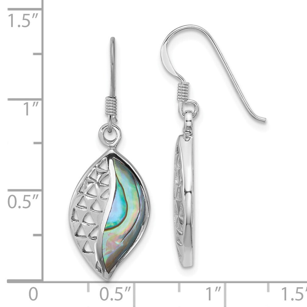 Sterling Silver Rhodium-plated Polished Abalone Dangle Earrings