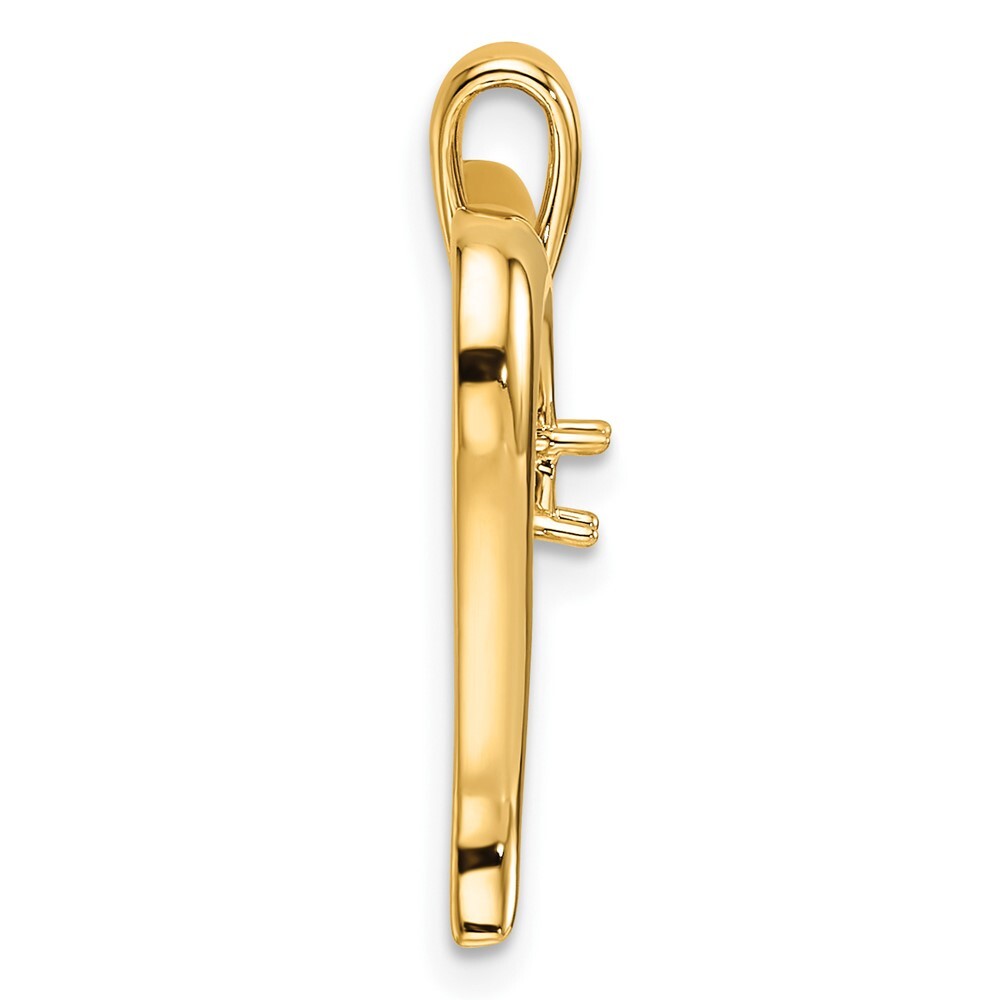 14k Yellow Gold Heart Pendant Mounting for Women