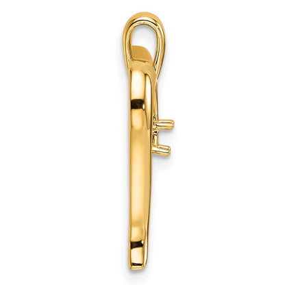 14k Yellow Gold Heart Pendant Mounting for Women