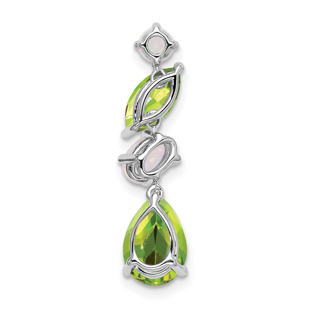 14k White Gold Peridot and Opal Chain Slide Pendant for Women
