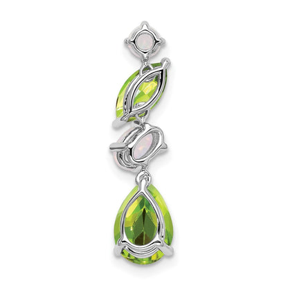 14k White Gold Peridot and Opal Chain Slide Pendant for Women
