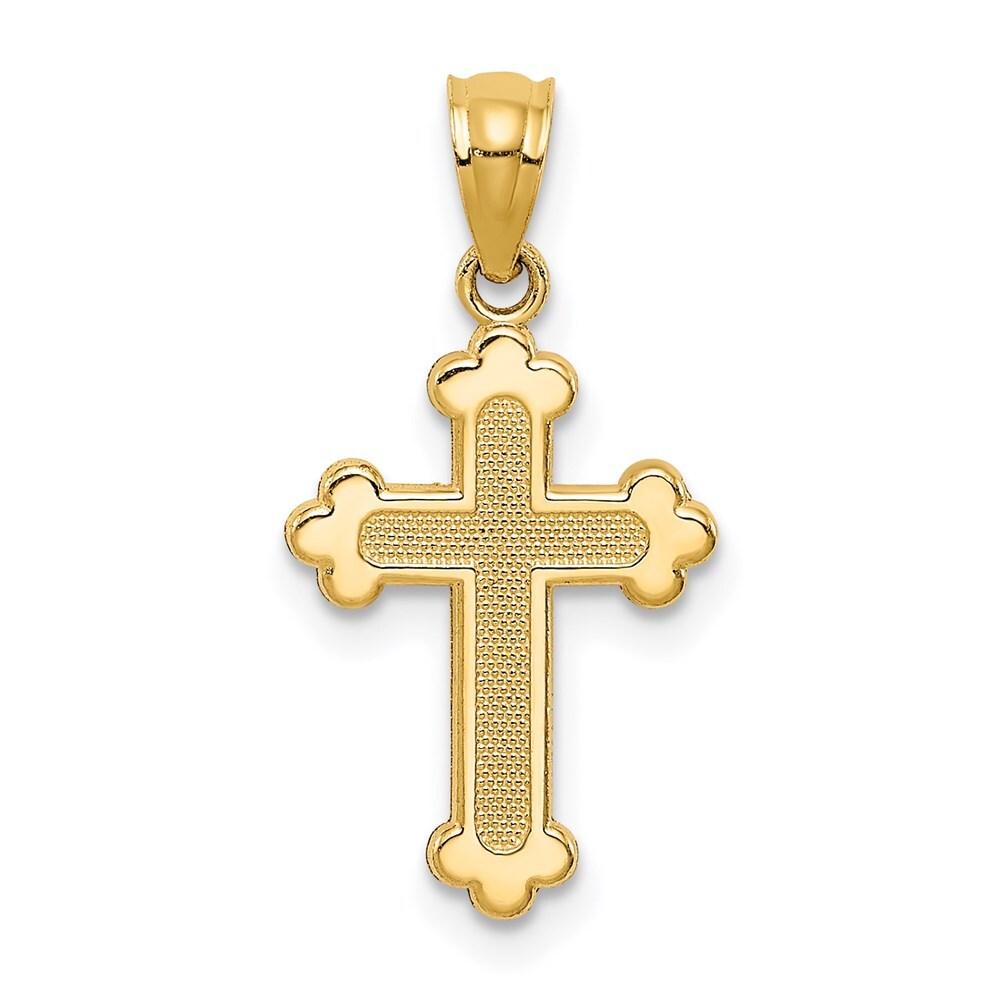 14k Yellow Gold Gold Polished Small Budded Cross Pendant for Women