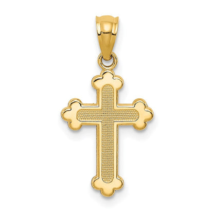 14k Yellow Gold Gold Polished Small Budded Cross Pendant for Women