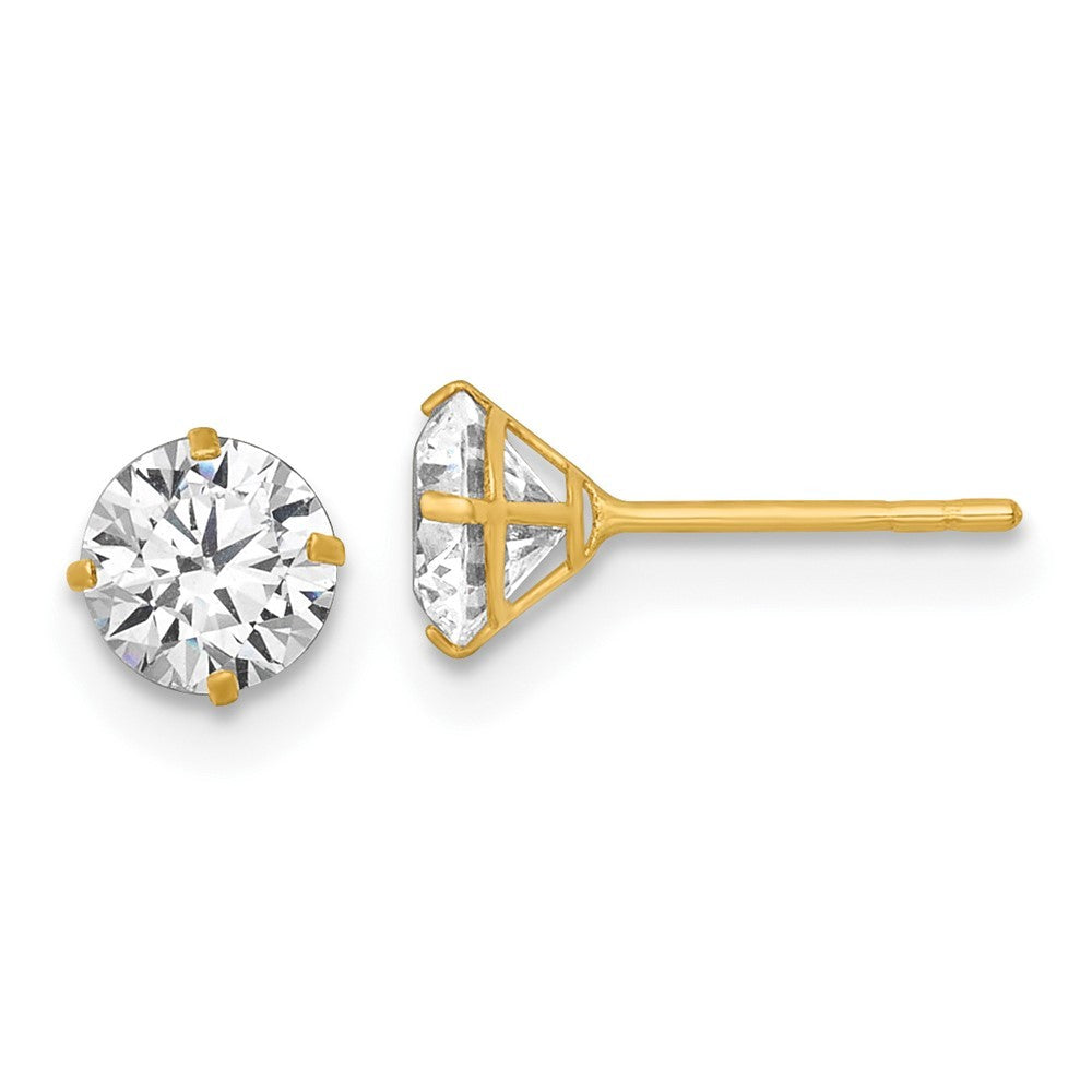 14k Yellow Gold Polished 5.00mm Round CZ Stud Earrings