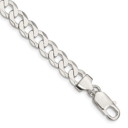 Sterling Silver 7.5mm Flat Curb Chain Bracelet