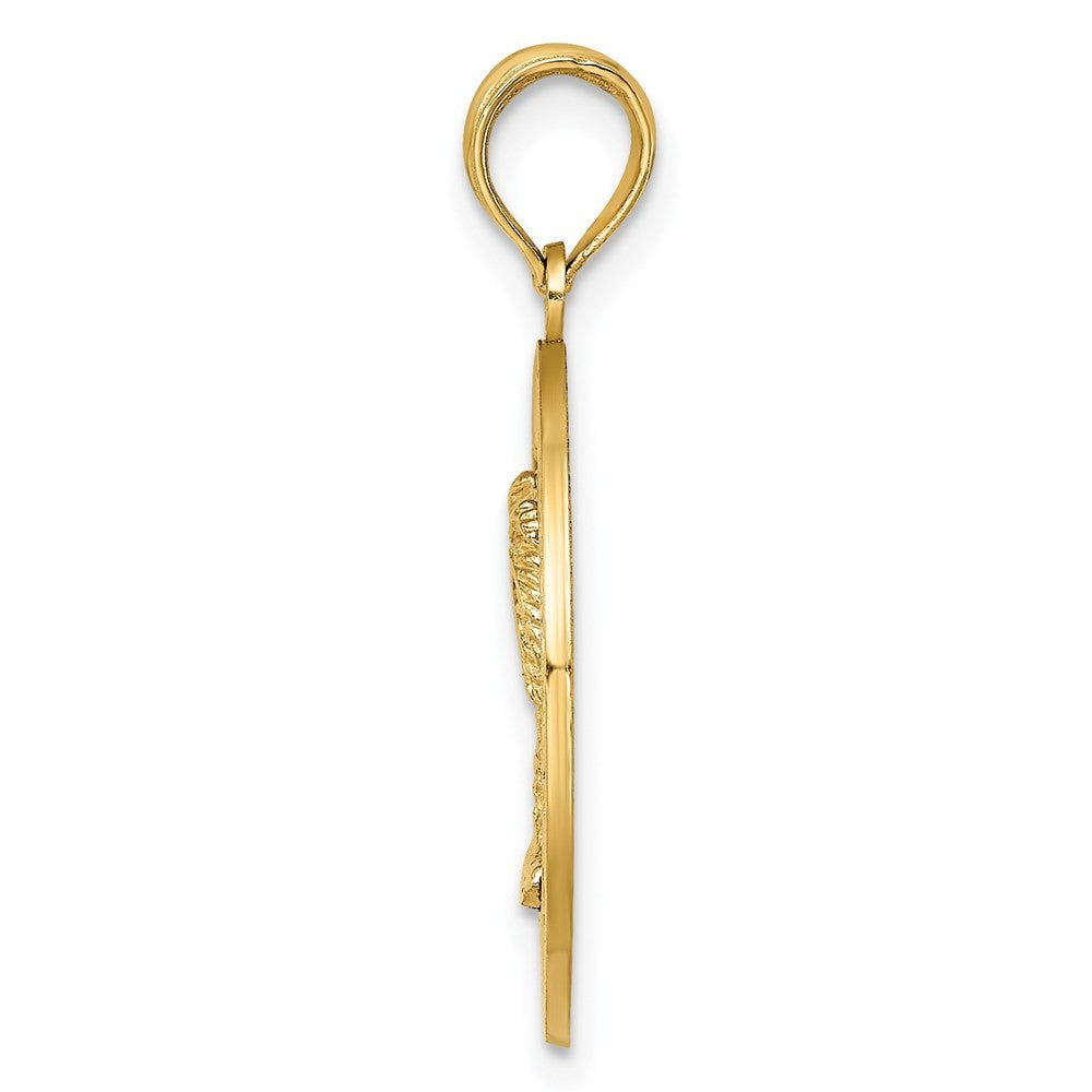 14k Yellow Gold SAINT AUGUSTINE w/Palm Tree Circle Charm