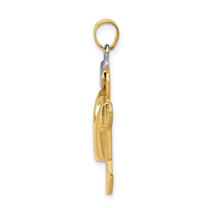 14k Two-Tone Gold Puffed Boy with Hat on Left Engravable Charm