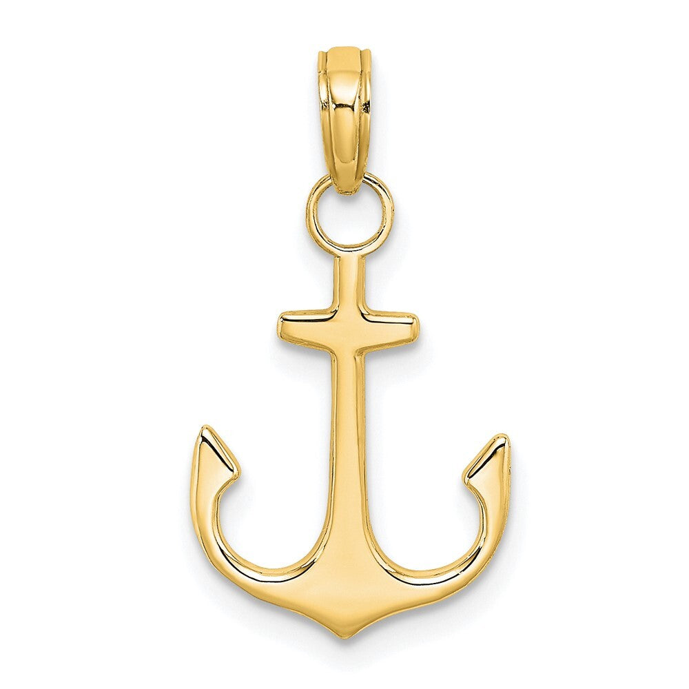 14k Yellow Gold Anchor Pendant for Women