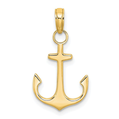 14k Yellow Gold Anchor Pendant for Women