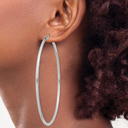 Sterling Silver Rhodium-plated 2.5mm Round Hoop Earrings