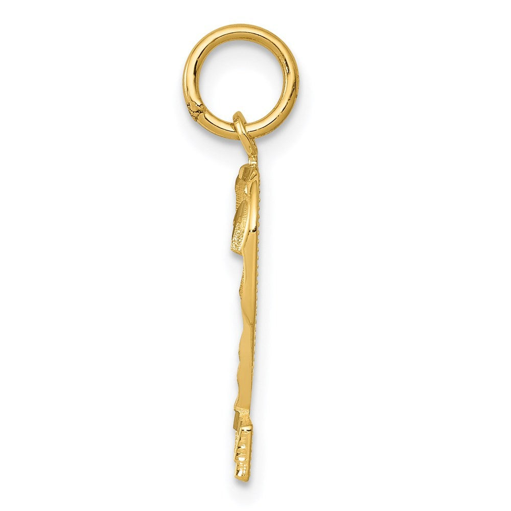 14k Yellow Gold Medium Diamond-cut Number 2 Charm