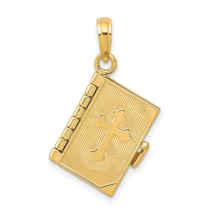 14k Yellow Gold 3D Lords Prayer Bible Pendant