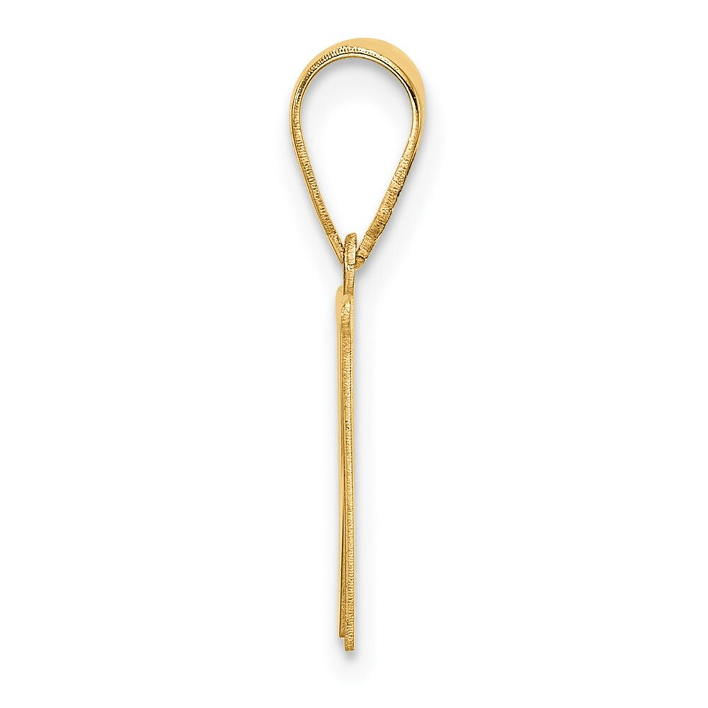 14k Yellow Gold Polished Etched Letter W Initial Pendant for Women