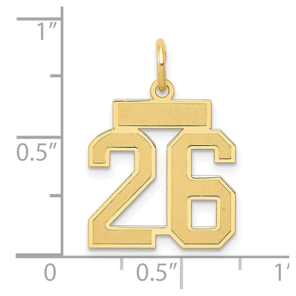 14k Yellow Gold Small Satin Number 26 Charm Pendant for Women