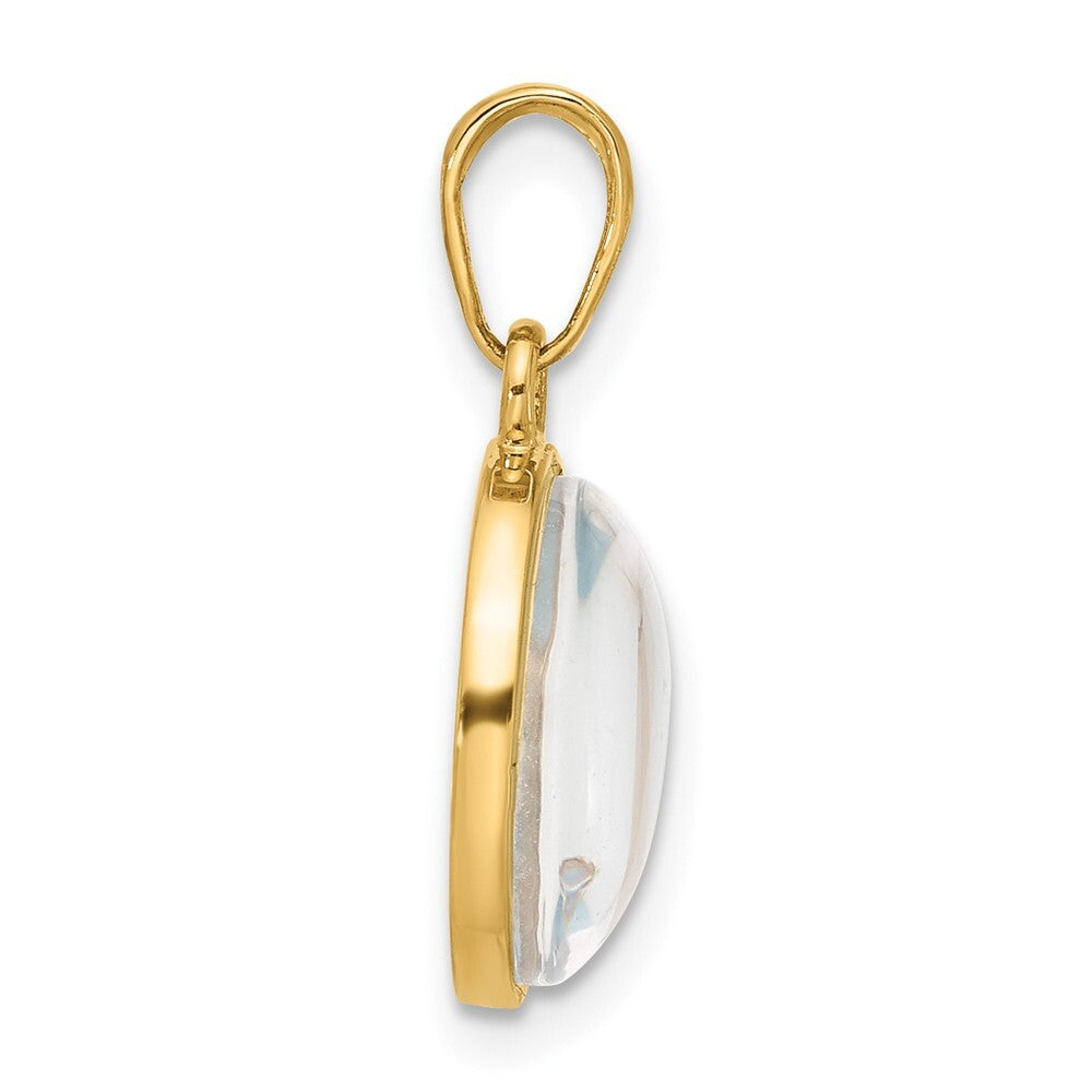 14k Yellow Gold Polished with Blue Enamel Clear Epoxy Resin It's A Boy Pendant